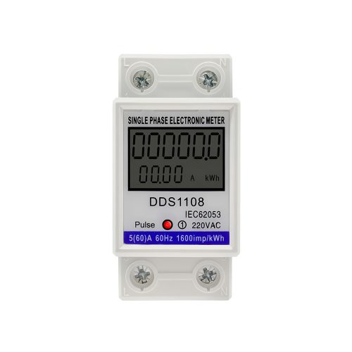 LCD Single Phase Electric Energy Meter Without Backlight, Support Multi-function Display, Rail Mount, 220V 50/60Hz, 60A