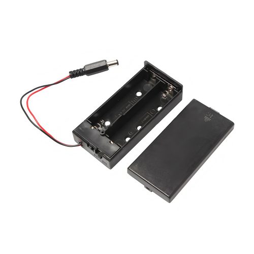 18650 Battery Holder With 150mm Lead Cable & DC Connector, With Cover & Switch, 2 Cells