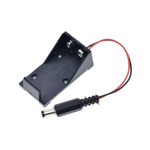 9V Battery Holder With 150mm Lead Cable & DC Connector, Without Cover, 1 Cell
