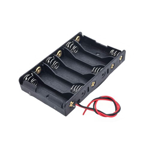 AA Battery Holder with 150mm Lead Cable, Without Cover, 6 Cells