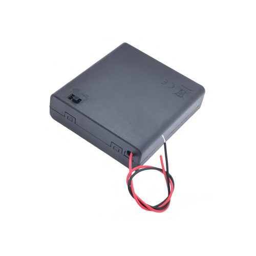 AA Battery Holder with 150mm Lead Cable, With Cover & Switch, 4 Cells