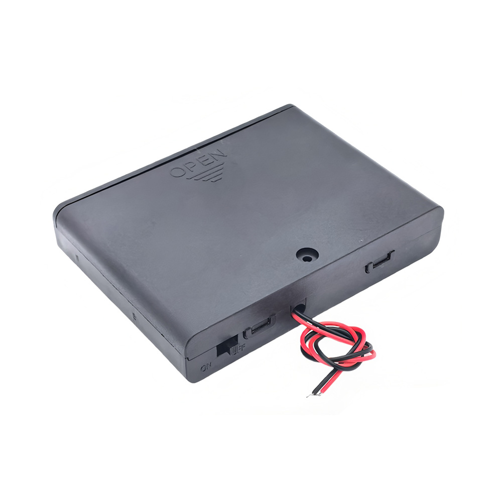 AA Battery Holder with 150mm Lead Cable, With Cover & Switch, 6 Cells