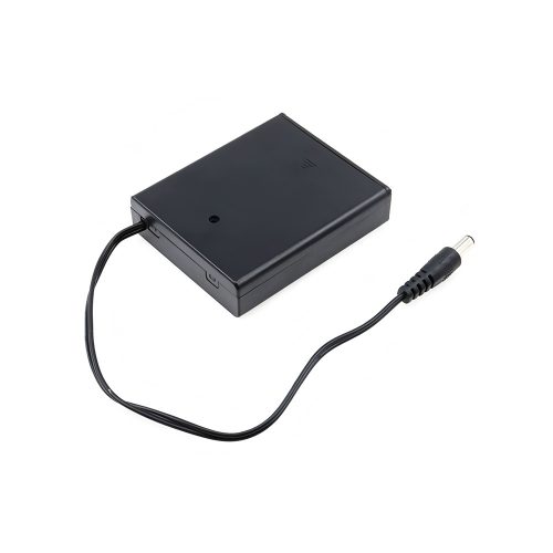 AA Battery Holder with 150mm Lead Cable, With Cover & Switch & DC Connector, 4 Cells