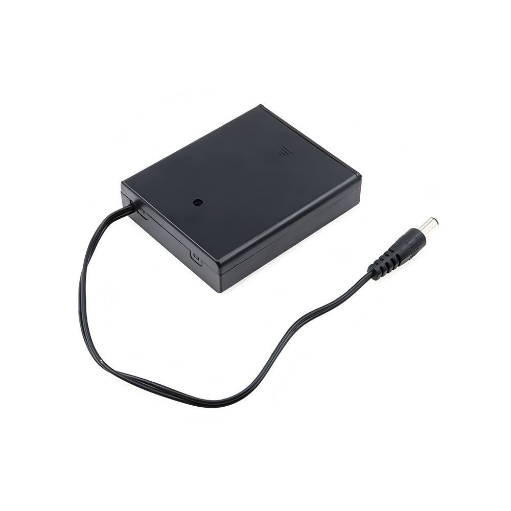 AA Battery Holder with 150mm Lead Cable, With Cover & Switch & DC Connector, 4 Cells