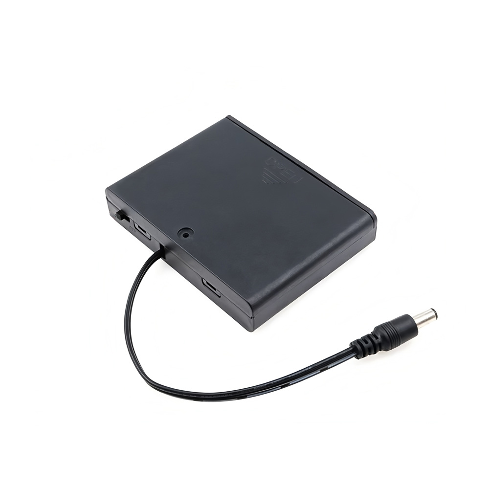 AA Battery Holder with 150mm Lead Cable, With Cover & Switch & DC Connector, 6 Cells
