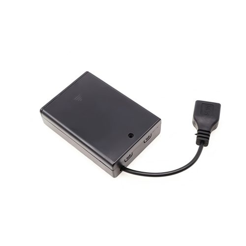 AA Battery Holder with Lead Cable, With Cover & Switch & USB Female Connector, 3 Cells