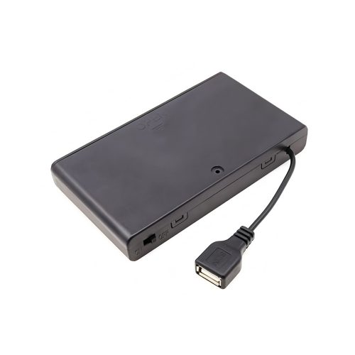 AA Battery Holder with Lead Cable, With Cover & Switch & USB Female Connector, 8 Cells
