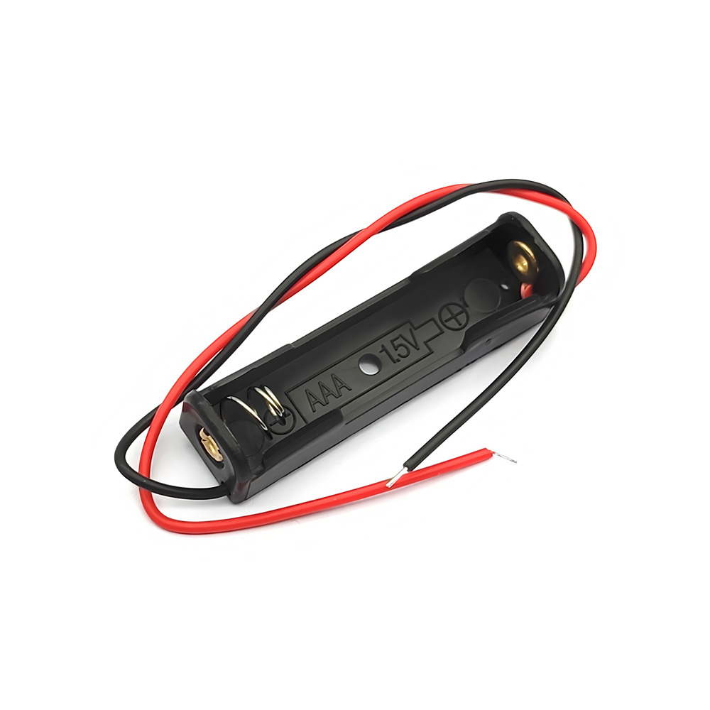AAA Battery Holder with 150mm Lead Cable, Without Cover, 1 Cell