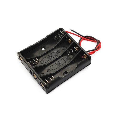 AAA Battery Holder with 150mm Lead Cable, Without Cover, 4 Cells