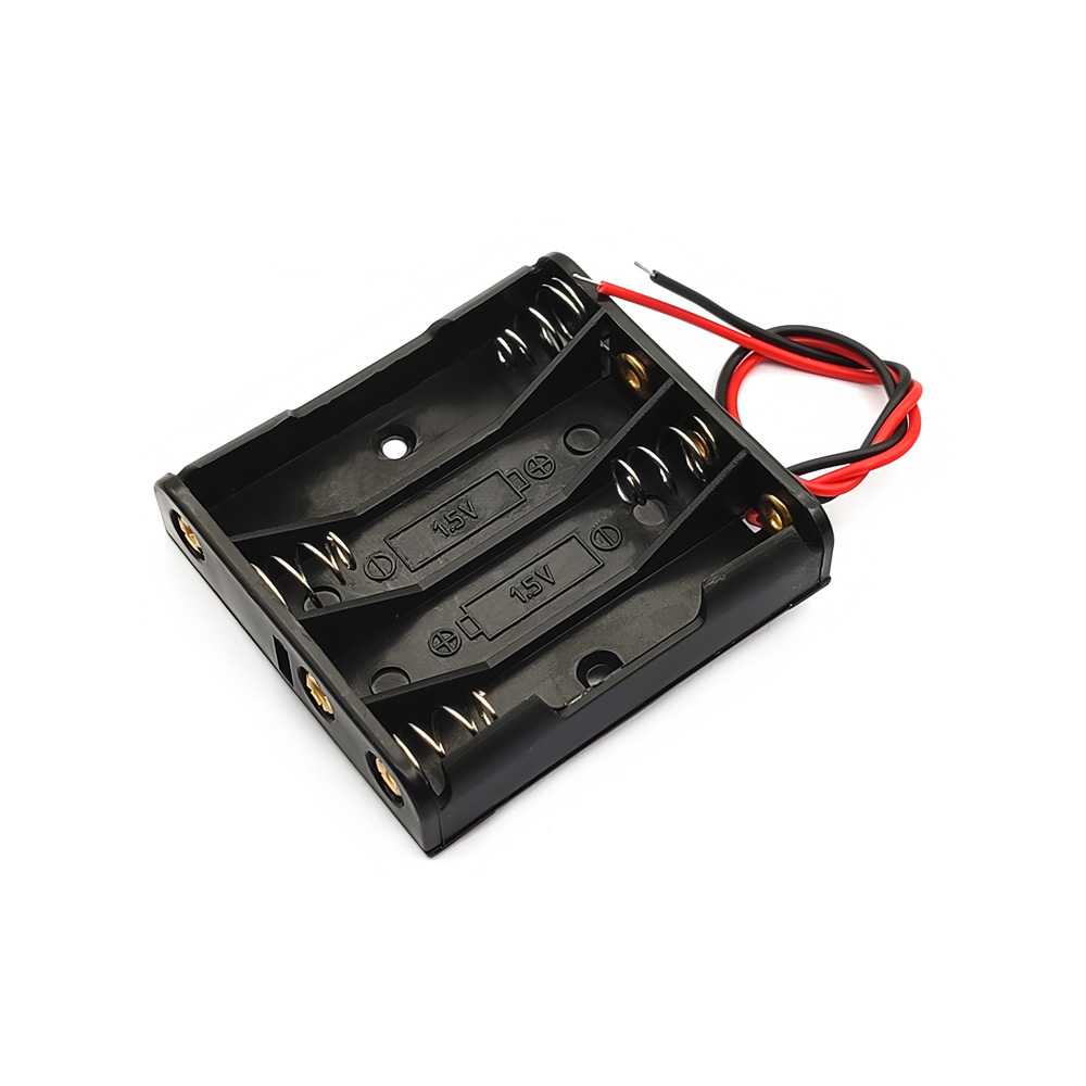 AAA Battery Holder with 150mm Lead Cable, Without Cover, 4 Cells