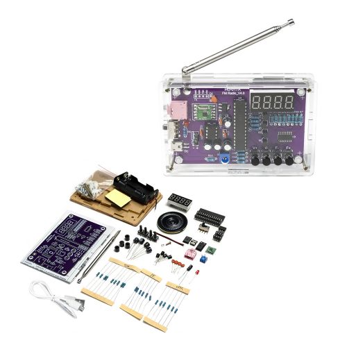FM Radio Electronic Kit V4.0 for DIY Soldering Practice, With Case