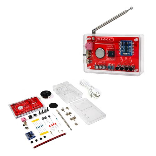 HU-017E 87-108MHZ FM Radio Electronic Kit for DIY Soldering Practice, RDA5807, Simple Version, With Case