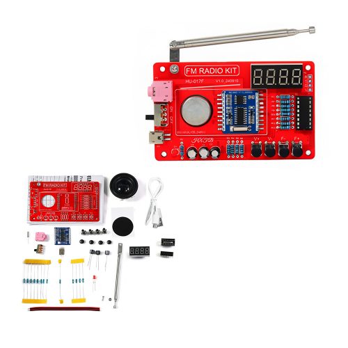 HU-017F 87-108MHZ FM Radio Electronic Kit for DIY Soldering Practice, RDA5807, Digital Display Version, Without Case
