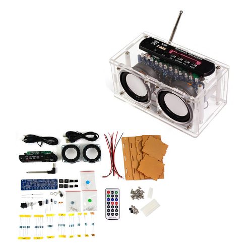 HU-075 FM Radio + Bluetooth Speaker Electronic Kit for DIY Soldering Practice, With Case