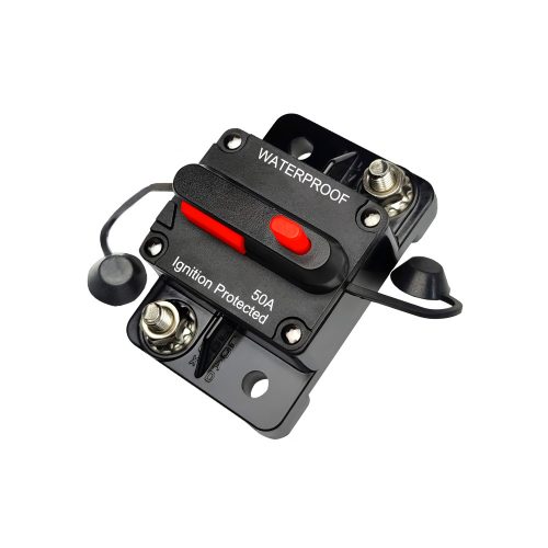 50A Waterproof Circuit Breaker for Boat Trolling Motor Marine ATV Trailer Vehicles Stereo Audio Electronic Battery Solar System Inline Fuse with Manual Reset Switch