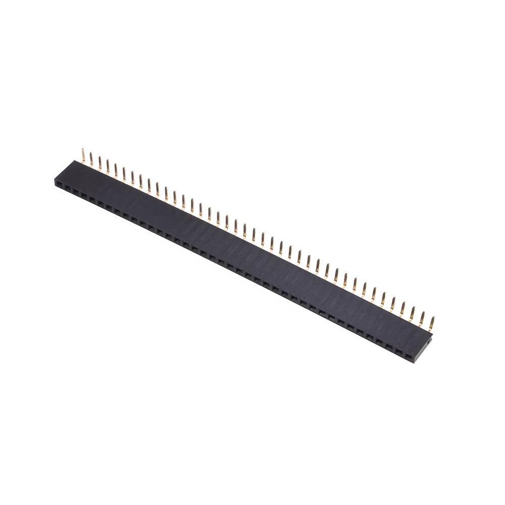 Straight Through Hole PCB Socket, 40 Contact, 2.54 mm Pitch, 1 Row, Right Angle Header