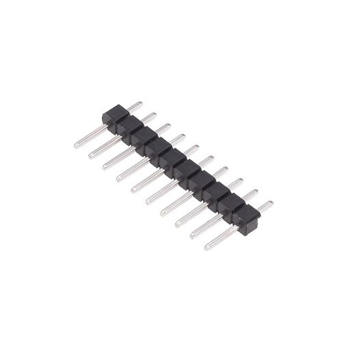 Straight Through Hole Pin Header, 10 Contact, 2.54 mm Pitch, 1 Row, Black